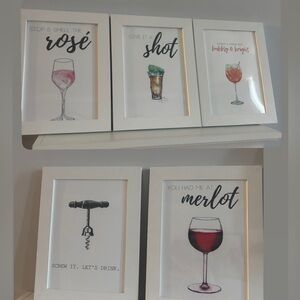 Bar Saying Pictures Framed, Shelves Included!
